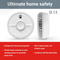 FireAngel Optical Smoke Alarm Replaceable Battery Test/Silence â White 90x35mm