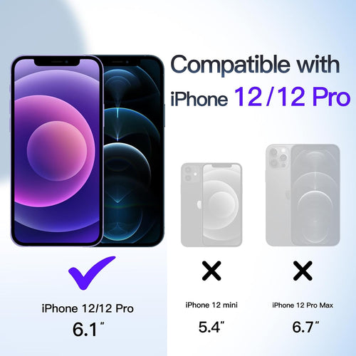 JETech Wallet Case for iPhone 12/12 Pro 6.1-Inch with Card Holder, Dual Layer Shockproof Protective Phone Cover, Sliding Hidden Slot (Purple)