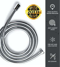 Zotti 1.5m Shower Hose | Stainless Steel Replacement Shower Hose | Leakproof and Anti-Kink | Universal Standard Fitting | High Pressure Resistance | Easy DIY Replacement | Includes 2 Washers