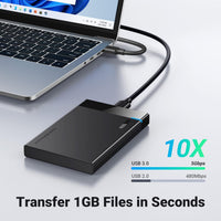 UGREEN 2.5 Inch Hard Drive Enclosure, 5Gbps SSD Enclosure, External USB 3.0 SATA HDD Caddy, SSD Reader UASP Supported, Hard Drive Caddy Compatible with 2.5 Inch SSD HDD EVO 870 WD Crucial Drive