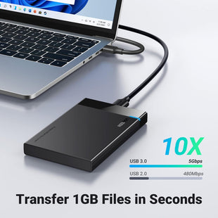 UGREEN 2.5 Inch Hard Drive Enclosure, 5Gbps SSD Enclosure, External USB 3.0 SATA HDD Caddy, SSD Reader UASP Supported, Hard Drive Caddy Compatible with 2.5 Inch SSD HDD EVO 870 WD Crucial Drive