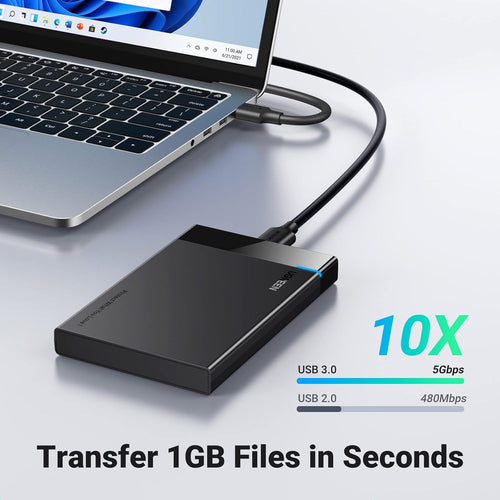 UGREEN 2.5 Inch Hard Drive Enclosure, 5Gbps SSD Enclosure, External USB 3.0 SATA HDD Caddy, SSD Reader UASP Supported, Hard Drive Caddy Compatible with 2.5 Inch SSD HDD EVO 870 WD Crucial Drive
