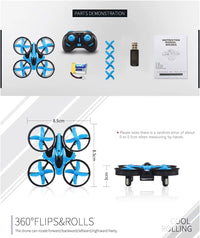 Mini Drone 360Â° Flip & Roll One-Button Return Home Lightweight Indoor â Blue
