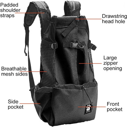 1-25KG Dog Carrier Bag with Drawstring Head Out Design, Ventilated Pet Backpack for Small Medium Dogs Daily Puppy Carrier for Walking Outdoor Safety/Comfortable/Lightweight (M-, Black)â¦
