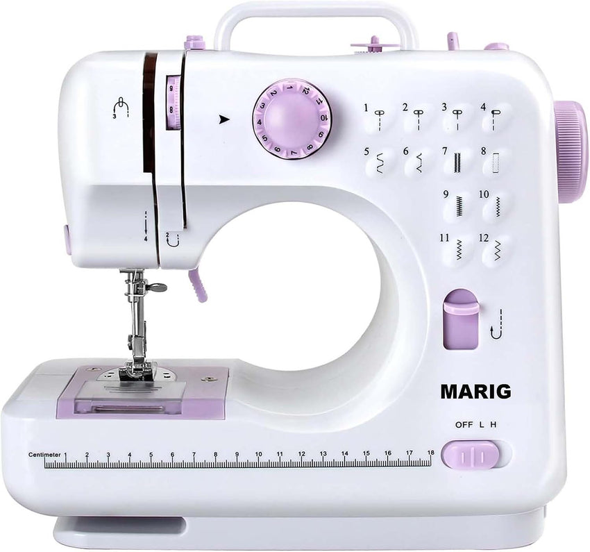 Sewing Machine 12 Stitches 2 Speeds Double Thread White