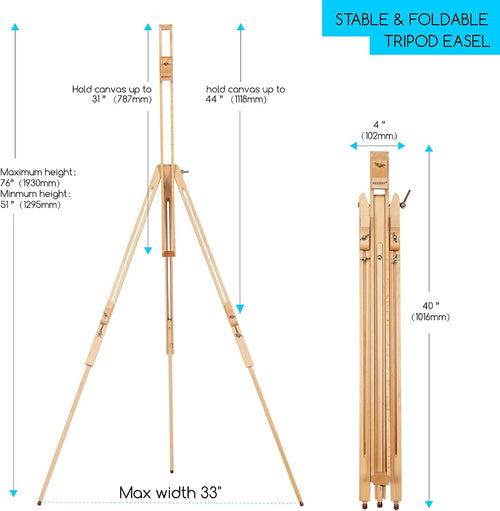 MEEDEN Artist Field Easel, Tripod Beech Wooden Painting Easel Stand with Bag, Lightweight Professional Art Easel for Painting and Display, Perfect for Painters Students, Artists, Hold Canvas up to 42"