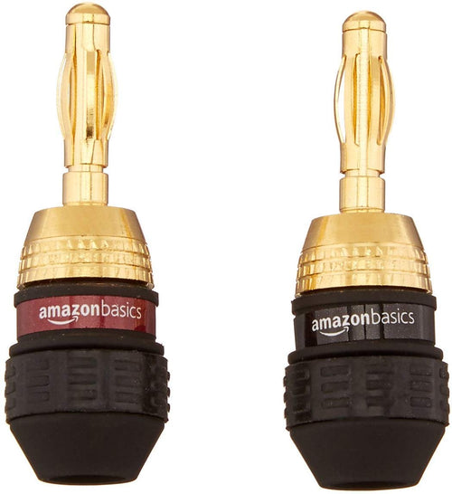 Amazon Basics Banana Plugs, 1.27 x 1.27 x 3.30 cm, 6 pairs (12 count), Black