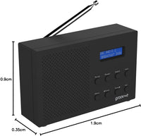 Groov-e Paris DAB & FM Digital Radio - Built-In Alarm Clock & Bluetooth Connectivity - LCD Display - Mains or Battery Operated - Portable Radio - 20 Preset Stations - Black