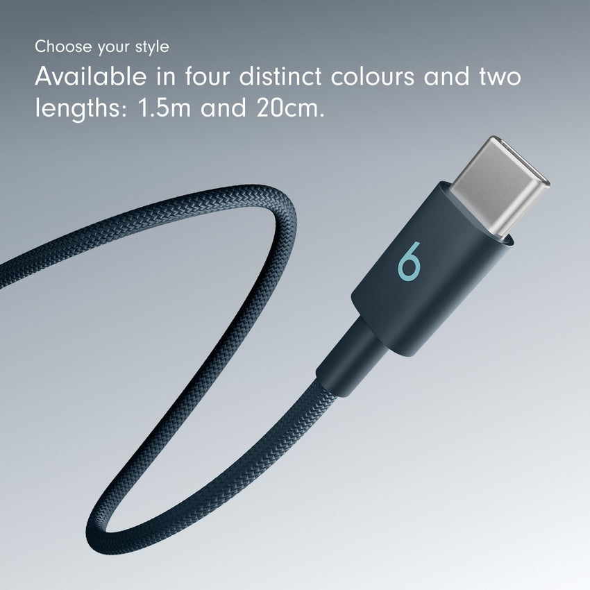 Beats USB-C to USB-C Woven Cable, Fast Charging, Durable/Tangle-Free, Compatible Charger for Apple & Android Devices (1.5 m) - Nitro Navy
