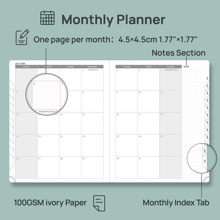2026 Week-to-View Hardback Diary Large 26.5x21.5cm 100gsm Inner Pocket â Aquamarine