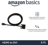 Amazon Basics HDMI-A to DVI (Male) Adapter Cable, Bi-Directional 1080P, Gold-Plated, 1.8 m, Single Pack for Television, Black