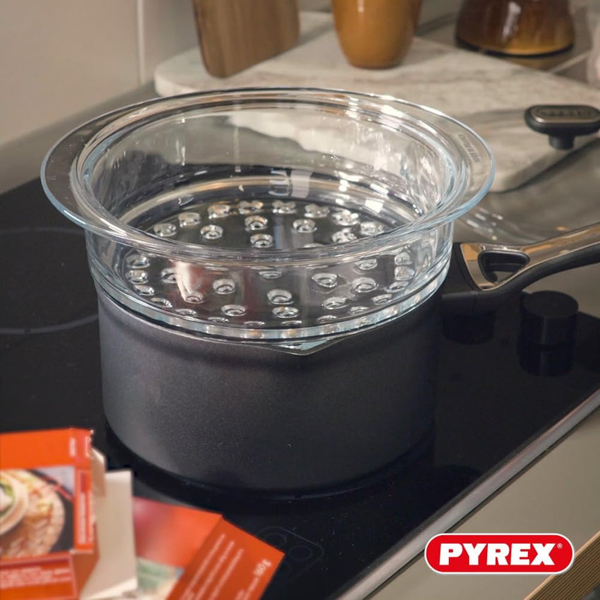 Pyrex Double Steam Basket with Lid ÃÂÃÂ¢ÃÂÃÂÃÂÃÂ 20cm Borosilicate Glass