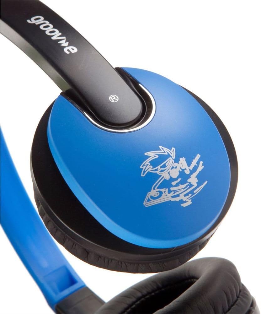 groov e KIDZ - DJ-Style Wired Headphones for Kids - Over the Ear Headphone with 1.2m Audio Cable, Adjustable Headband, Soft Ear Pads, & 40mm Drivers - 3.5mm Audio Jack - Blue