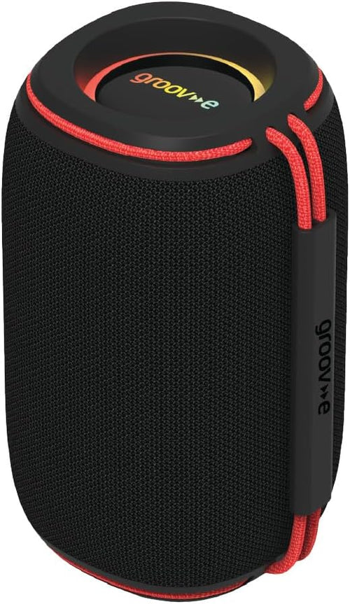 groov e Wave Glow Wireless Speaker - 10W Portable Travel Speaker with LED Lights, 8 Hours Audio Playback, Rechargeable Battery, Bluetooth Connectivity - Black