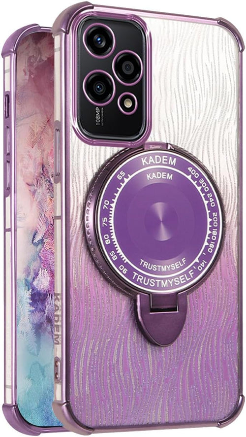 YUEQIAN Bling Case for Honor 200 Lite 5G, Shiny Sequins Makeup Mirror/Stand Women Girls Case, Ultra Thin Transparent TPU Electroplated Sparkle Shockproof Cover. Purple