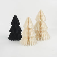 GISELA D Paper Honeycomb Christmas Trees Set of 4 Reusable Table Decorations â Black and White
