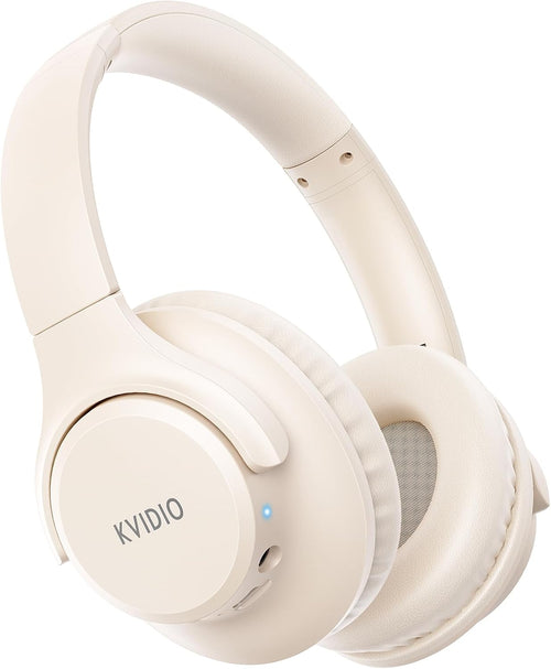 Over-Ear Bluetooth Headphones 65H Playtime Foldable Lightweight Deep Bass Stereo with Mic Beige