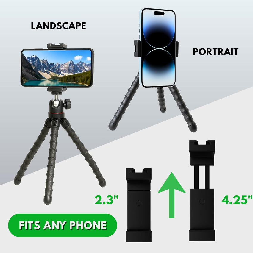KobraTech Mobile Phone Tripod Stand - TriFlex Mini iPhone Tripod - Flexible Tripod for iPhone + Bluetooth Remote Shutter