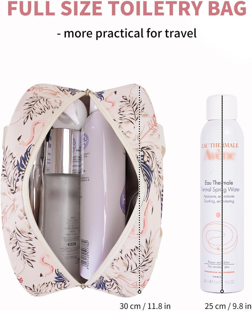 Large Toiletry Bag Travel Makeup Organizer â Beige Flamingo