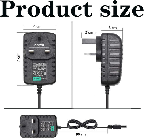 12V 2A Power Supply Adapter, AC to DC Power Supply Adapter, AC/DC Converter Adapter Driver Transformer, For LED Strip Lights, CCTV Camera, Router, Audio/Video etc