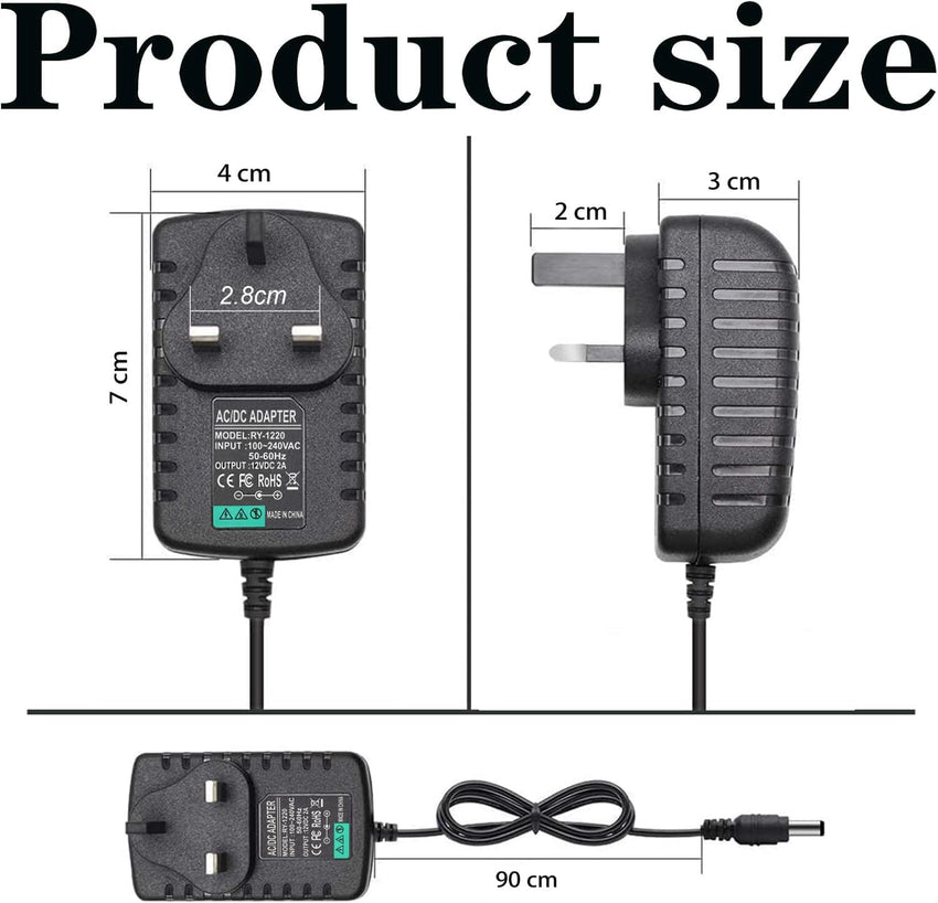 12V 2A Power Supply Adapter, AC to DC Power Supply Adapter, AC/DC Converter Adapter Driver Transformer, For LED Strip Lights, CCTV Camera, Router, Audio/Video etc