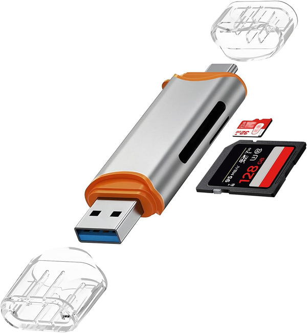 SD Card Reader, USB 3.0 Memory Card Adapter, High Speed Card Adaptor Support Micro SD SDHC SDXC MMC, Compatible with Macbook Pro, PC, Laptop, Android, Windows (USB 3.0/Type C)
