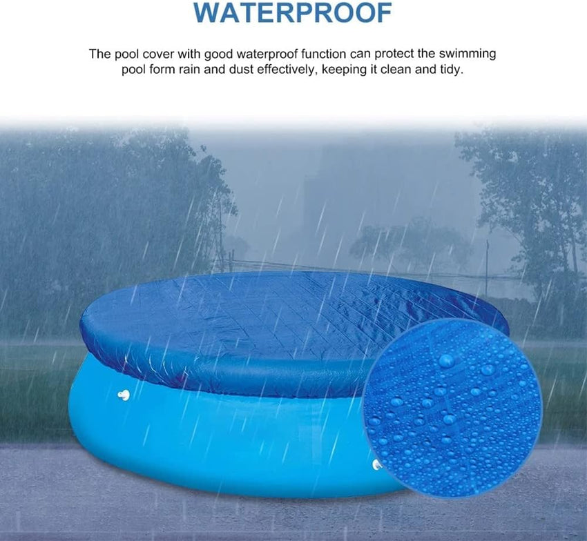 Round Pool Cover 495cm Foldable Drawstring Solar Heat Insulation â Blue