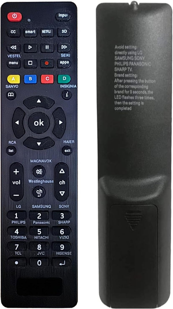 Universal TV Remote Control INCL Batteries - universal remote control for tv Samsung, Vizio, Sony, Panasonic, Smart TV, HAIER, Toshiba, Philips, TCL tv remote control universal