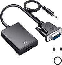 VGA to HDMI Adapter with Audio, 1080P HDMI Female to VGA Male Converter Cable - 0.5m, USB Powered for Laptop, HDTV, Monitor - Includes USB & Audio Cable, Intelligent Charging, Universal Compatibility