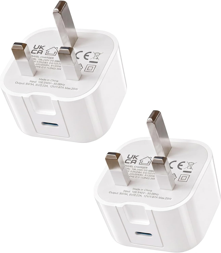 2 Pack 25W USB C Charger For Samsung Galaxy A17 /A16 5g /A16 /A15 /A15 5g, | Samsung Galaxy A17 /A16 5g /A16 /A15 /A15 5g Charger Plug, USB C Plug Type C Fast PD Adapter Mains UK Wall Charger (White)