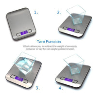 Digital Kitchen Scales 11 lb Backlit LCD Tare Touch Buttons 5 units duracell batteries