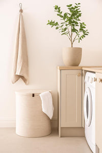 Large Seagrass Storage & Laundry Baskets Bleached Off-White Set of 2 45cm & 35cm