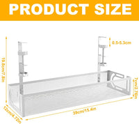 Rppiup Under Desk Cable Management Tray, No Drill Steel Cable Management Under Desk tray, Hollow Sturdy Metal Mesh Table Wire Organiser No Damage to Table, for Office Home Kitchens
