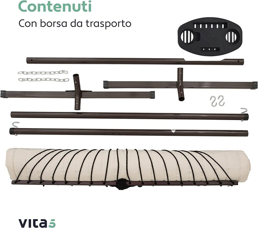 Vita5 Hammock with Stand and Sidetable â 2 Person Garden Hammocks with Cup Holder & Detachable Pillow - Heavy Duty 200kg Capacity, Indoor & Outdoor Hammock: Patio, Pool, Backyard - Beige