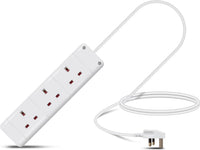 Eagle Three Gang Mains Power 13A Extension Socket to 13A UK Plug Lead Cable, British Standards BS1363 1m