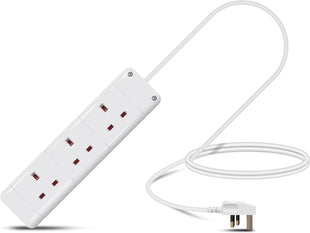 Eagle Three Gang Mains Power 13A Extension Socket to 13A UK Plug Lead Cable, British Standards BS1363 1m