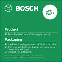 Bosch Detector Truvo 2nd gen. (Easy one-Button handling, Simple Detection of Live Cables & Metal wall Scanner up to 70mm, in Cardboard Box)