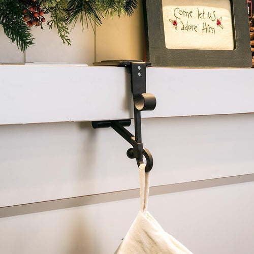 HoldOneLight Fireplace Stocking & Garland Hanger Dual Use Durable Wrought Iron â Gold