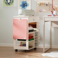 Crafit Craft Storage Compatible with Cricut, Craft Table with Vinyl Roll Holder Crafting Storage Cabinet Tool Holder Trolley on Wheels for Craft Room Home Office (Patented)