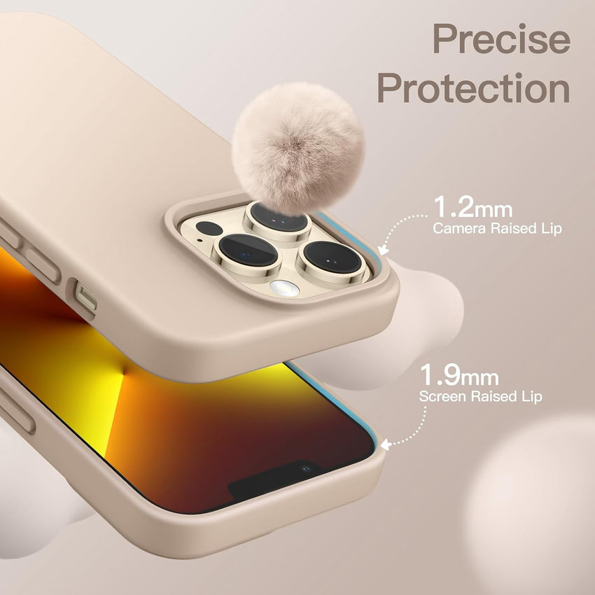 JETech Silicone Case for iPhone 13 Pro 6.1-Inch, Silky-Soft Touch Full-Body Protective Phone Case, Shockproof Cover with Microfiber Lining (Beige)