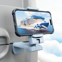 Klearlook 4 in 1 Adjustable Phone Stand - 360 Rotation Handsfree Viewing Flight Phone Holder, Foldable Travel Essentials, Accessory for Home/Office - Blue