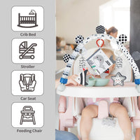 Baby Activity Arch Bassinet Toy, Black and White Travel Mobile Toy Bar with Rattle and Book, Strolle,Pram and Cot Attachment with Hanging Toys (Ocean)
