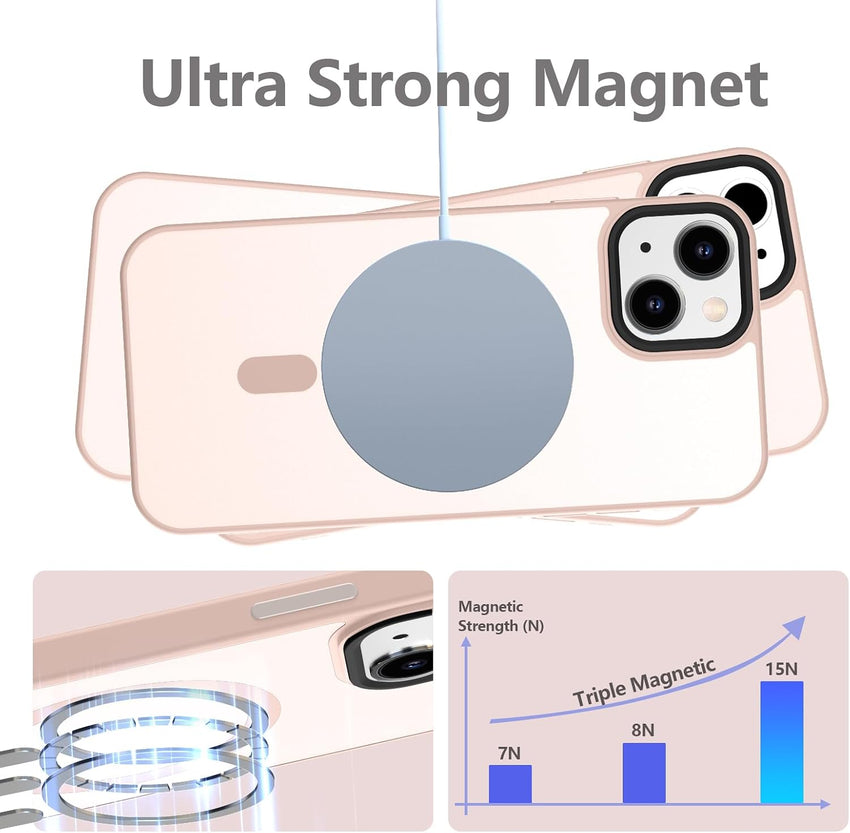 SupVict iPhone 13 Case Magnetic, Phone Case iPhone 13 Compatible with MagSafe Ultra Slim Thin Translucent Matte Back, Shockproof Anti-Yellow Military Grade Protective Cover Case for iPhone 13 Pink