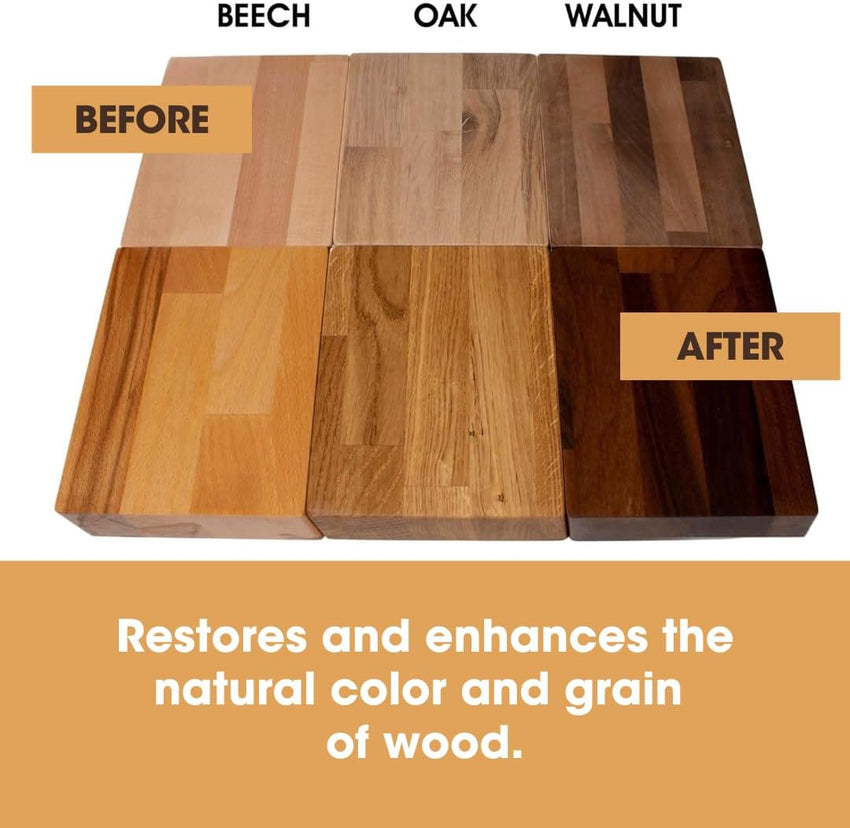 Furniture Clinic Danish Oil for Wood - Premium Finishing Oil to Enhance The Natural Beauty of Oak, Pine & Wooden Worktop Surfaces - Seal & Protect for a Satin Finish - 500ml