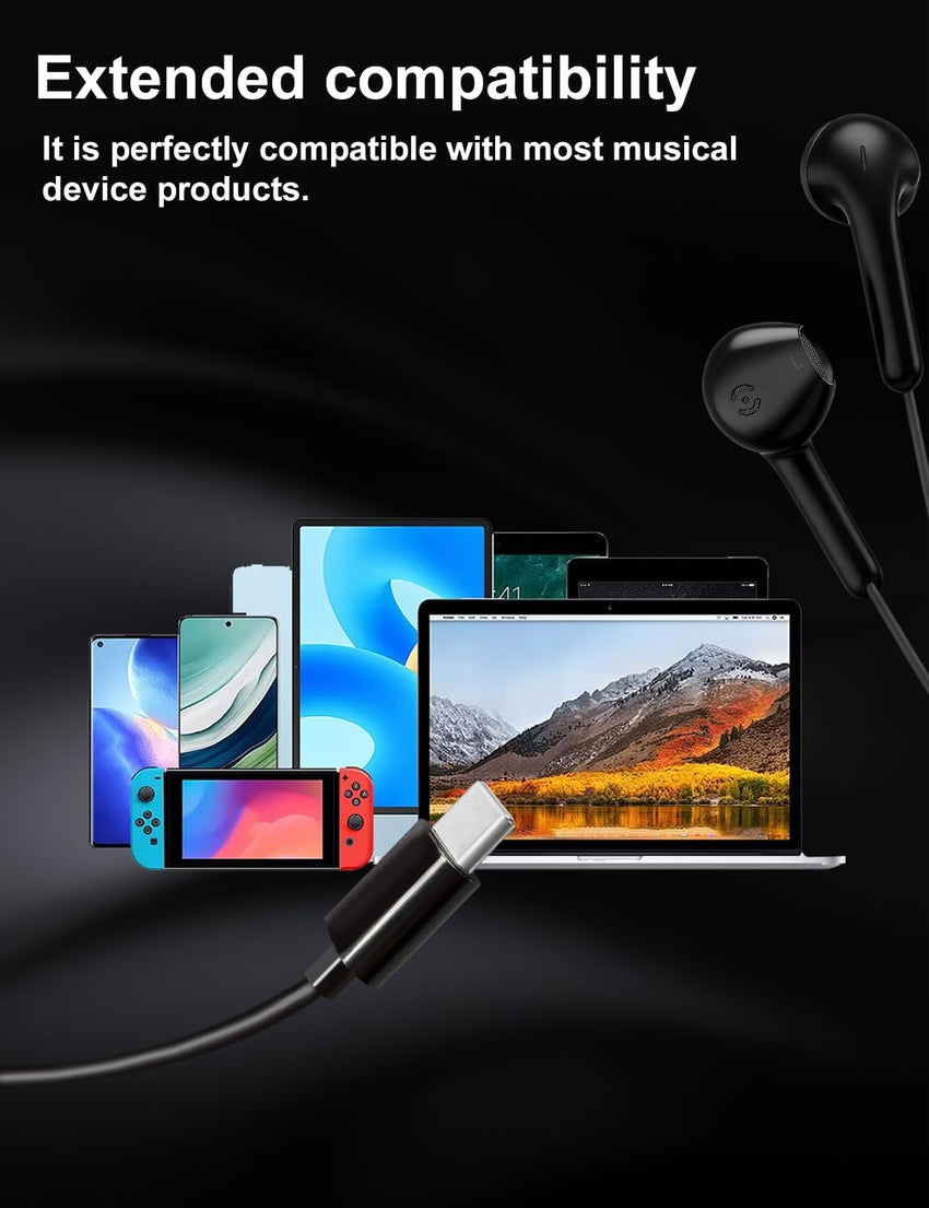 MAS CARNEY USB C Earbuds Wired TH9,Type-C Headphone with Mic,USBC Earphones Compatible with iPhone 15 16 iPad, Samsung Galaxy S25 S24 A53,Google Pixel,Xiaomi Redmi,Huawei Honor,OPPO,Vivo,Pack of 2