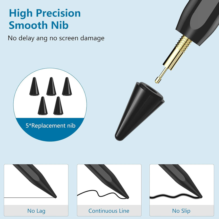 TQQ Pencil for iPad (2018-2025), Pixel-Perfect Precision, Tilt Sensitivity & 2X Faster Charge, Compatible Apple iPad 11/10/9/8/7/6th Gen, Pro 12.9/11/13 Inch M4, Air 3/4/5/M2/M3, Mini 5/6