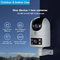 WiFi Security Camera 2K Dual-Lens Outdoor IP66 360Â° AI Motion Tracking WHITE