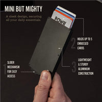 POWR Card Holder Wallet, Mens Minimalist Slim Metal RFID Blocking Contactless Card Protector