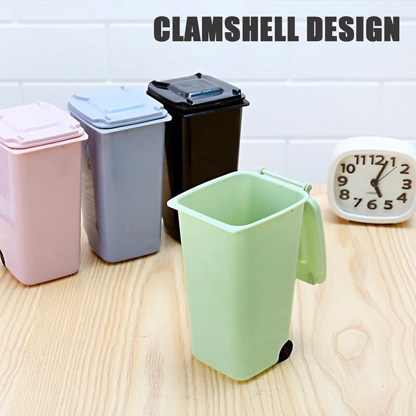 4 pcs Desktop Mini Trash Bin, Office Desktop Paper Bin, Plastic Desk Trash Can with Lid, Mini Desktop Waste Bin, for Home Living Room Kitchen Bedroom Bathroom Office