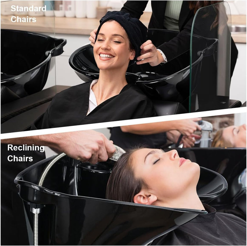 Johgee Portable Salon Basin Shampoo Bowl Sink with Electric Pump, Height Adjustable Portable Hair Washing Basin with 2 Bucket & Drain Hoses, Portable Shampoo Sink for Home Barber Shop Use